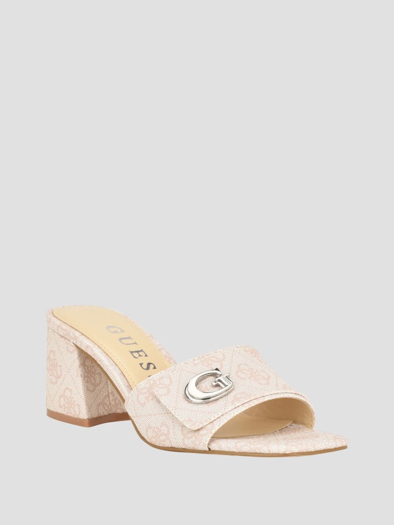 Guess Gallai Block Heel Mules - Ivory Guess Gallai Block Heel Mules - Ivory