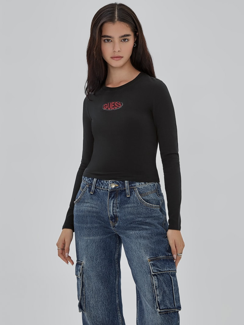 Guess GUESS Originals Eco Oval Logo Top - Black