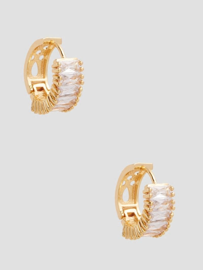 Guess Gold-Tone Baguette Huggie Hoop Earrings - Gold Guess Gold-Tone Baguette Huggie Hoop Earrings - Gold