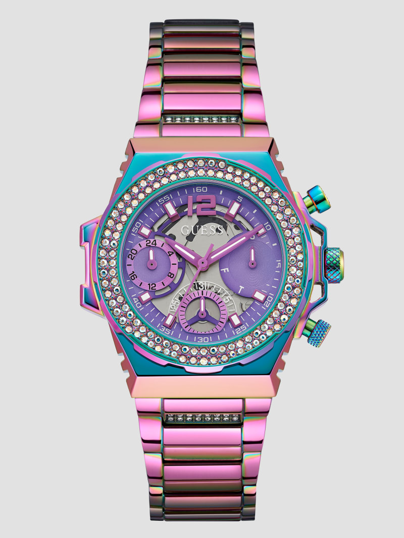 Guess Iridescent Crystal Cut-Through Multifunction Watch - Rose Gold Guess Iridescent Crystal Cut-Through Multifunction Watch - Rose Gold