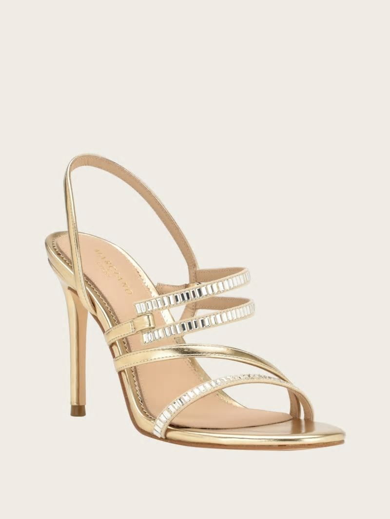 Guess Kaden Crystal Strappy Heel - Gld-1 Gold Guess Kaden Crystal Strappy Heel - Gld-1 Gold