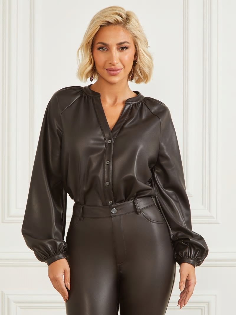 Guess Foxton Blouse - Dark Roast Guess Foxton Blouse - Dark Roast