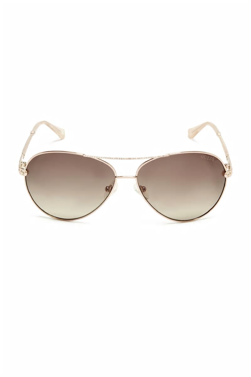 Guess Catherine Rhinestone Aviator Sunglasses - Rose Gold Guess Catherine Rhinestone Aviator Sunglasses - Rose Gold