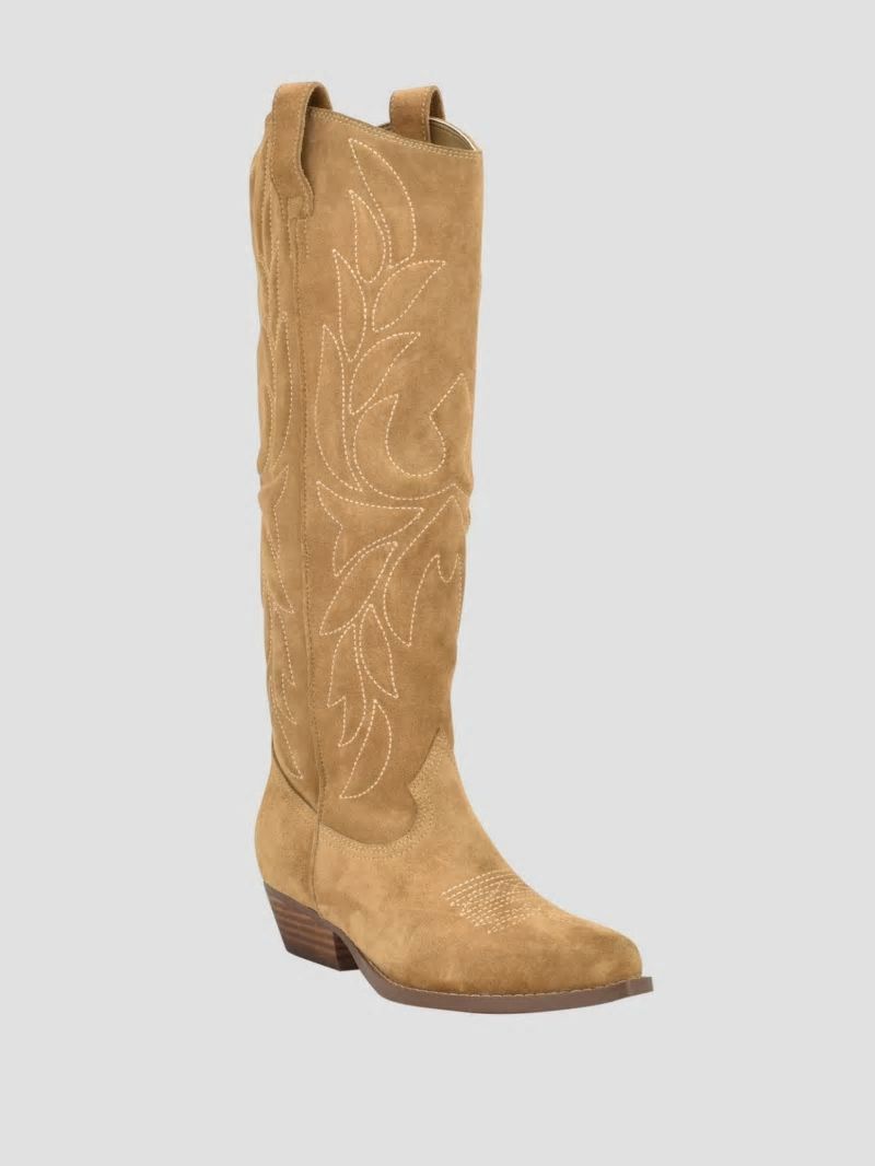 Guess Ginnifer Knee High Cowboy Boots - Medium Brown Guess Ginnifer Knee High Cowboy Boots - Medium Brown