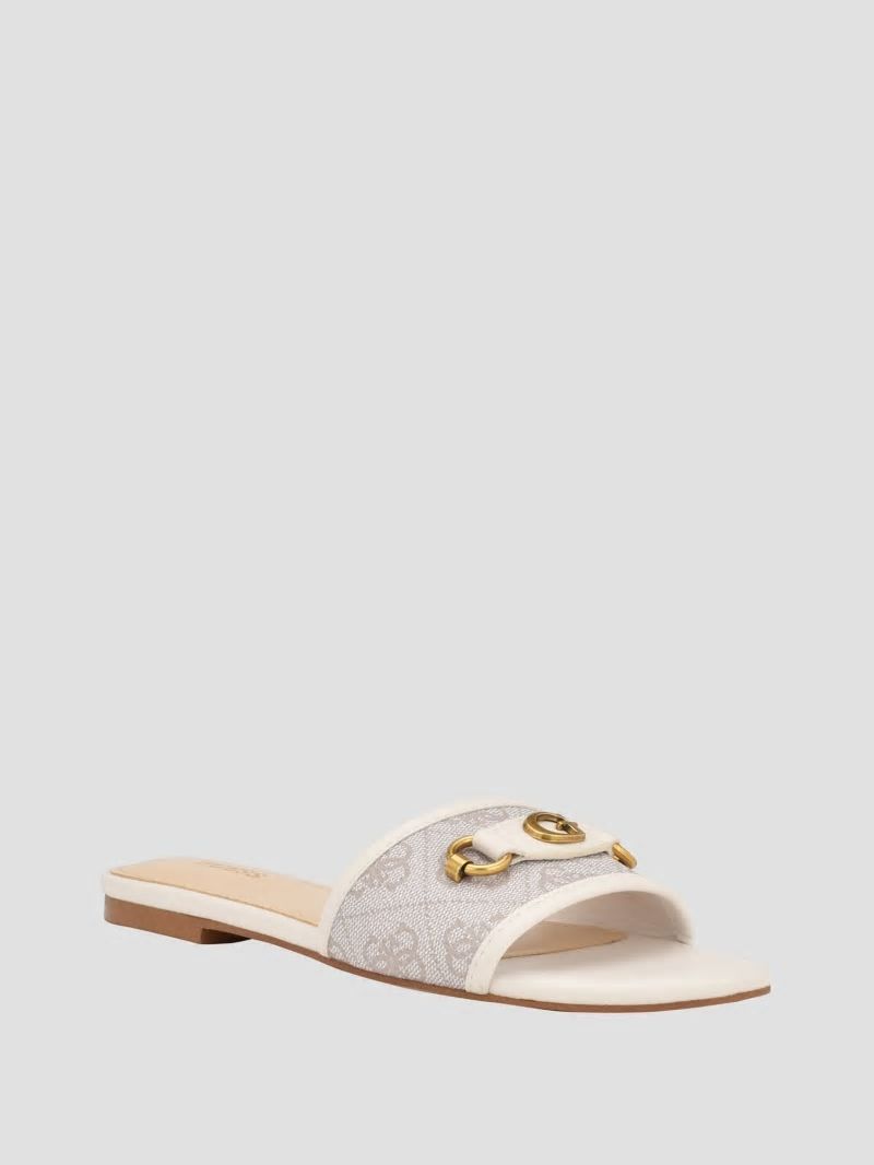 Guess Hammi Logo Slide Sandals - Ivory 150 Guess Hammi Logo Slide Sandals - Ivory 150