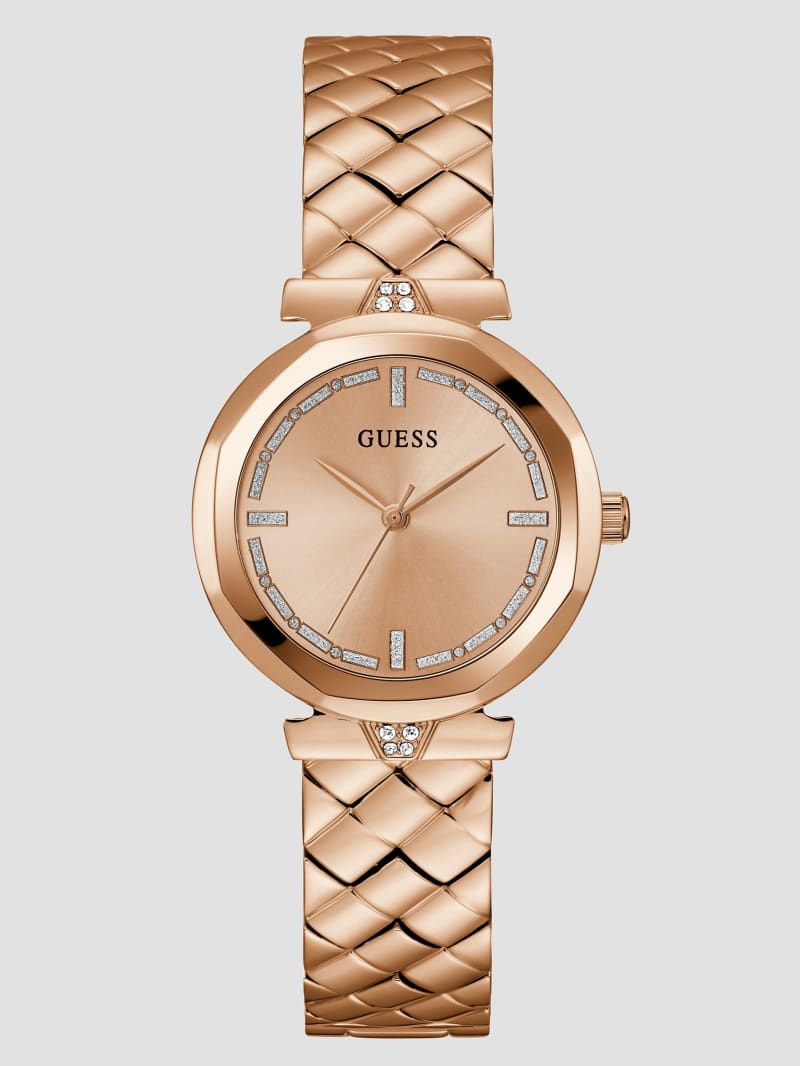 Guess Rose Gold-Tone Glitter Analog Watch - Rose Gold Guess Rose Gold-Tone Glitter Analog Watch - Rose Gold
