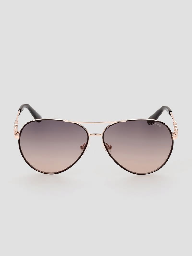 Guess Square G Link Metal Aviator Sunglasses - 05b (Black) Guess Square G Link Metal Aviator Sunglasses - 05b (Black)