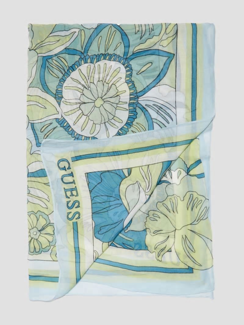 Guess Lila Floral Scarf - Green Multi Guess Lila Floral Scarf - Green Multi