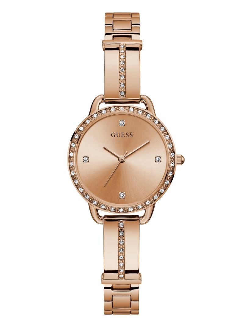 Guess Rose Gold-Tone Crystal Analog Watch - Rose Gold Guess Rose Gold-Tone Crystal Analog Watch - Rose Gold