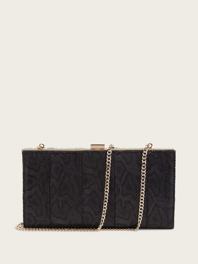 Guess Quinn Floral Python Clutch - Black Floral Print Guess Quinn Floral Python Clutch - Black Floral Print