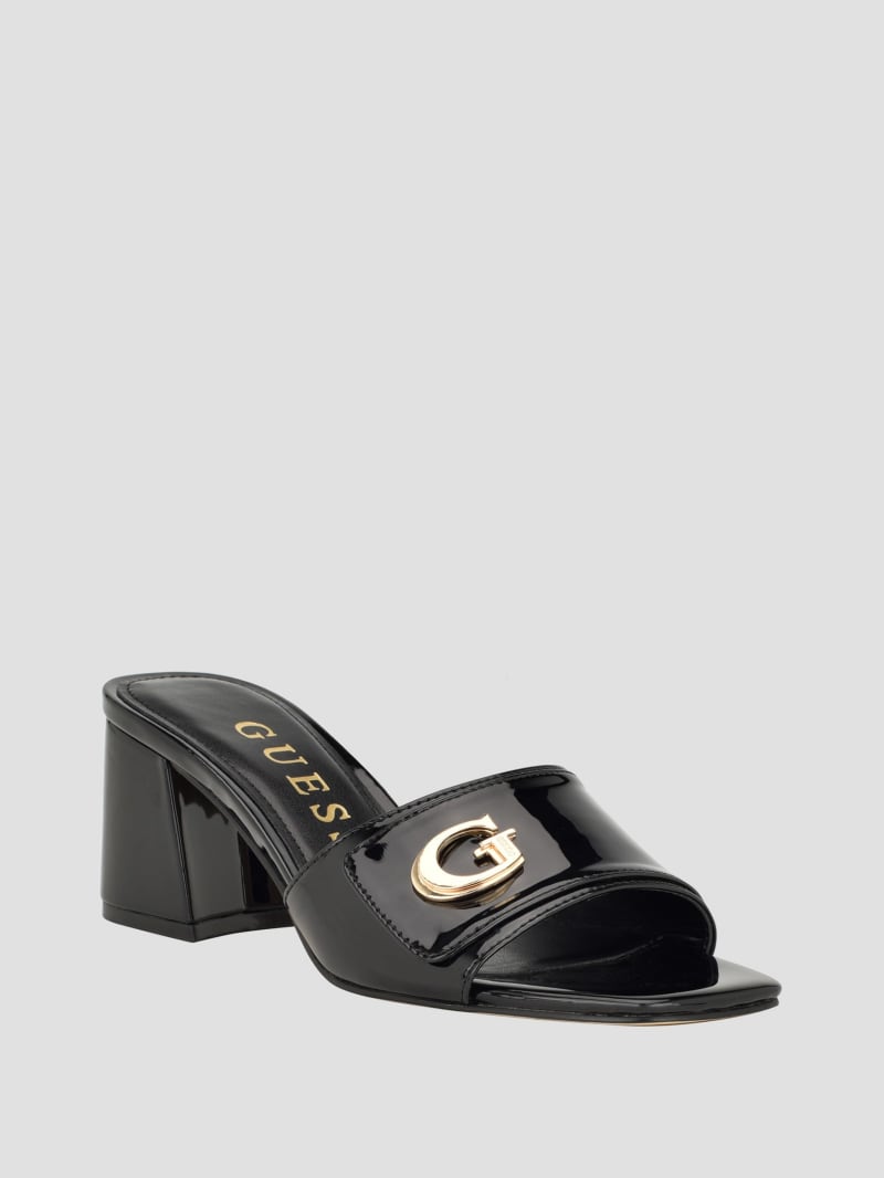Guess Gallai Block Heel Mules - Black 002 Guess Gallai Block Heel Mules - Black 002
