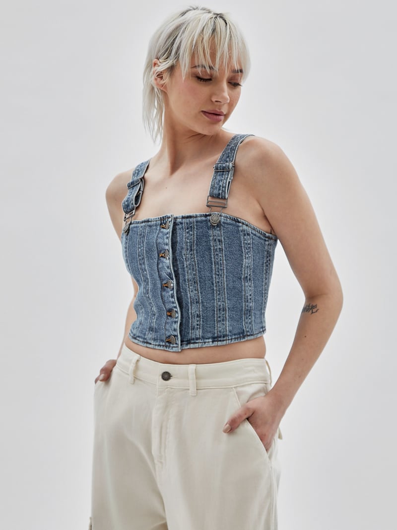 Guess GUESS Originals Bustier Denim Top - Go Donna Medium Wash Guess GUESS Originals Bustier Denim Top - Go Donna Medium Wash