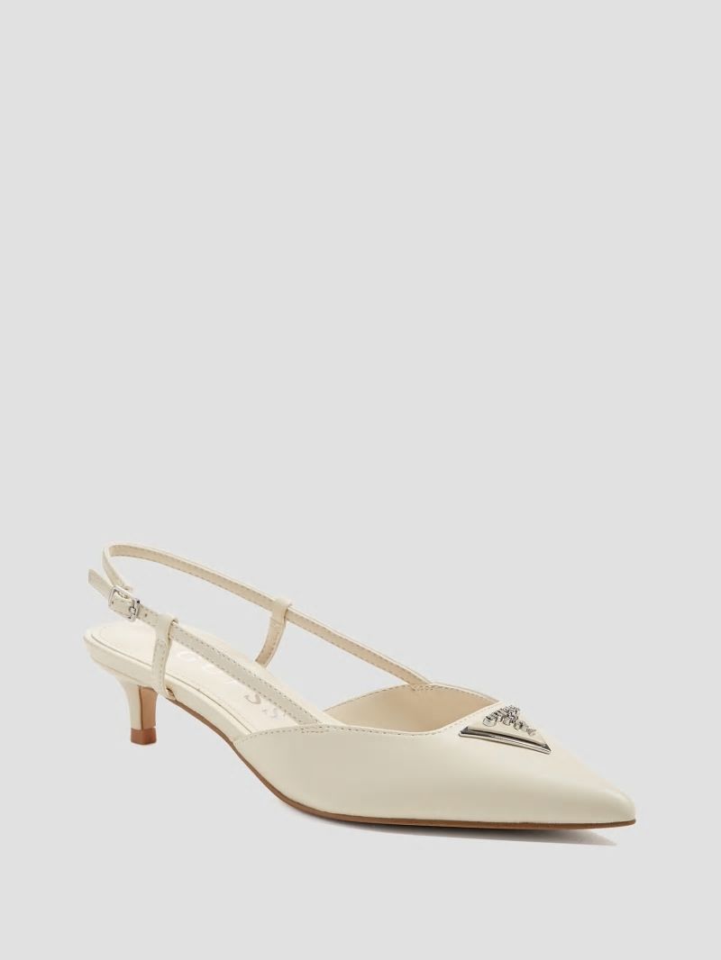 Guess Jesson Triangle Kitten Heels - Ivory 150 Guess Jesson Triangle Kitten Heels - Ivory 150