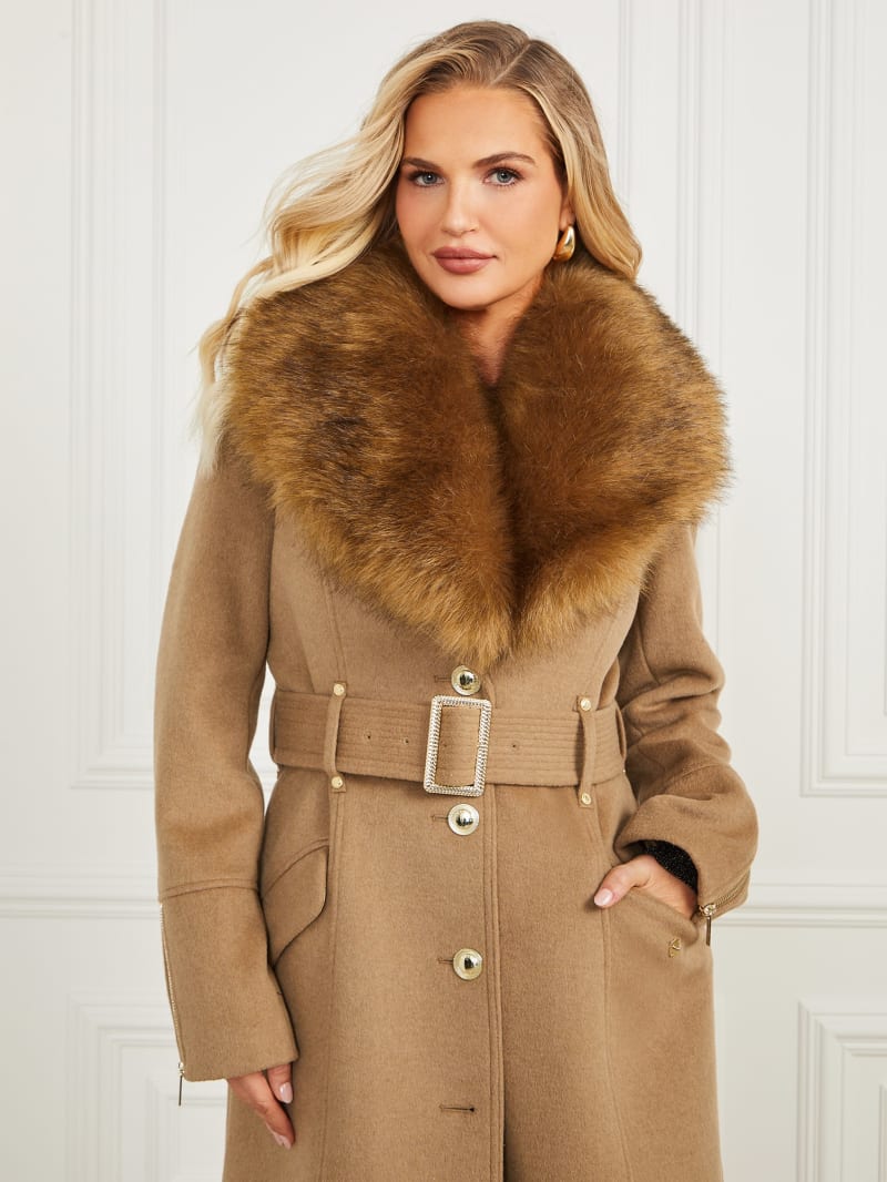 Guess Alice Wool-Blend Coat - Macchiato Multi Guess Alice Wool-Blend Coat - Macchiato Multi