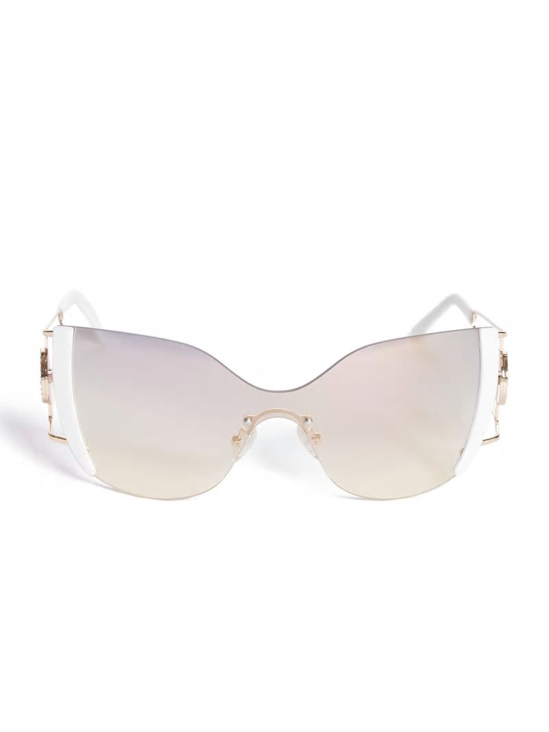 Guess Mirrored Rimless Cateye Sunglasses - White Guess Mirrored Rimless Cateye Sunglasses - White
