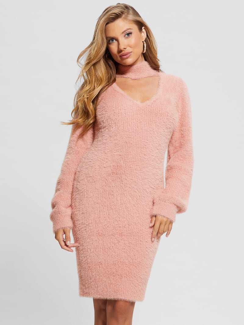 Guess Sadie Mock Neck Cutout Dress - Smooth Pink Multi Guess Sadie Mock Neck Cutout Dress - Smooth Pink Multi