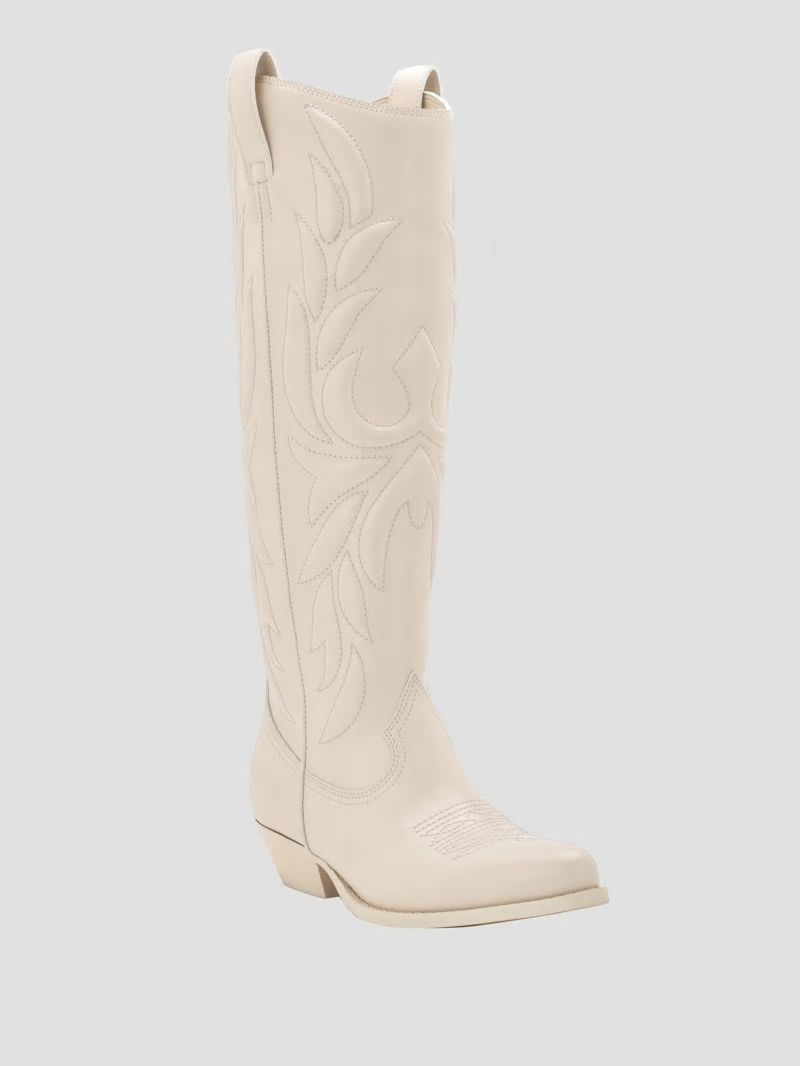 Guess Ginnifer Knee-High Cowboy Boots - Ivory 150 Guess Ginnifer Knee-High Cowboy Boots - Ivory 150