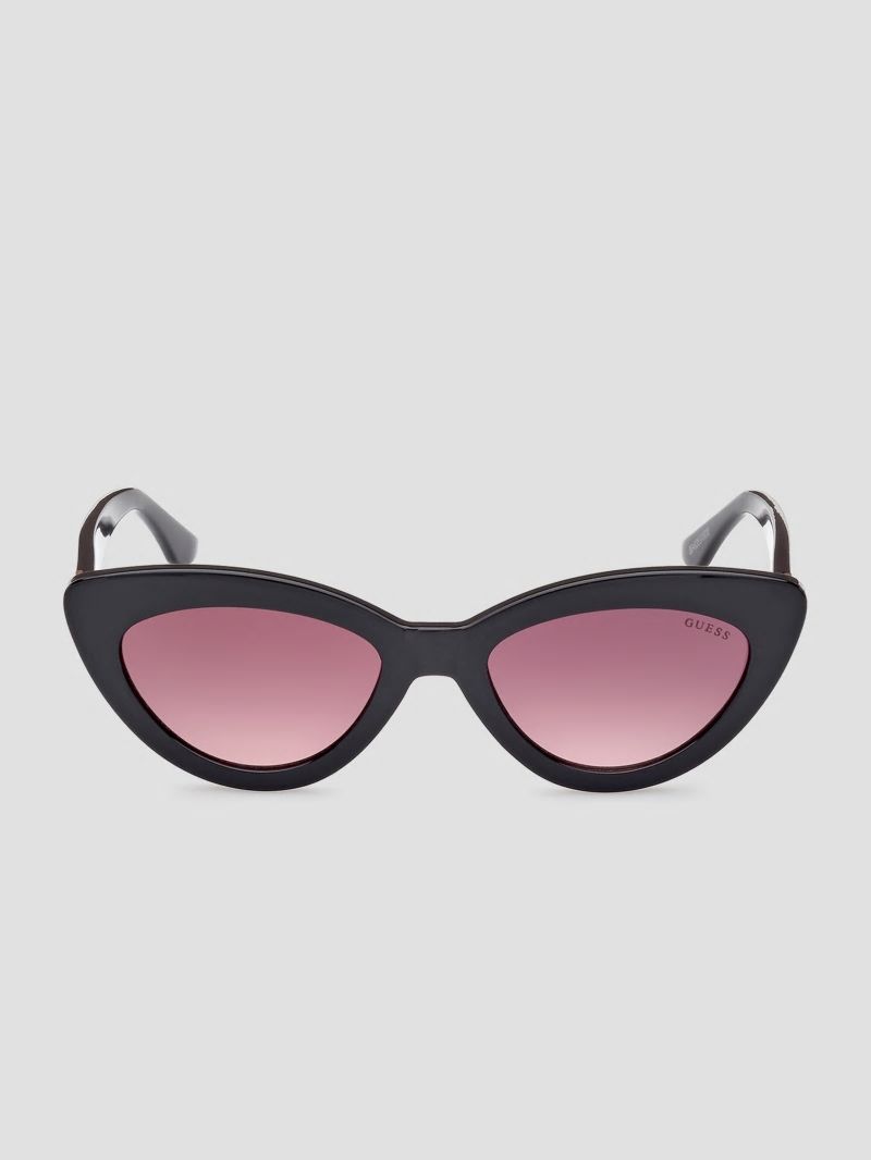 Guess Kenzie Plastic Cat-Eye Sunglasses - Black Guess Kenzie Plastic Cat-Eye Sunglasses - Black